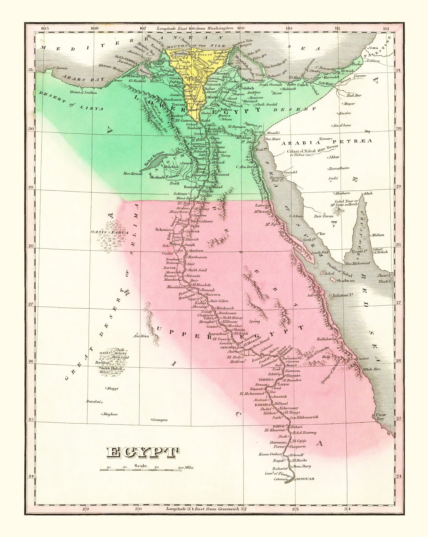 Vintage Map of Egypt 1831