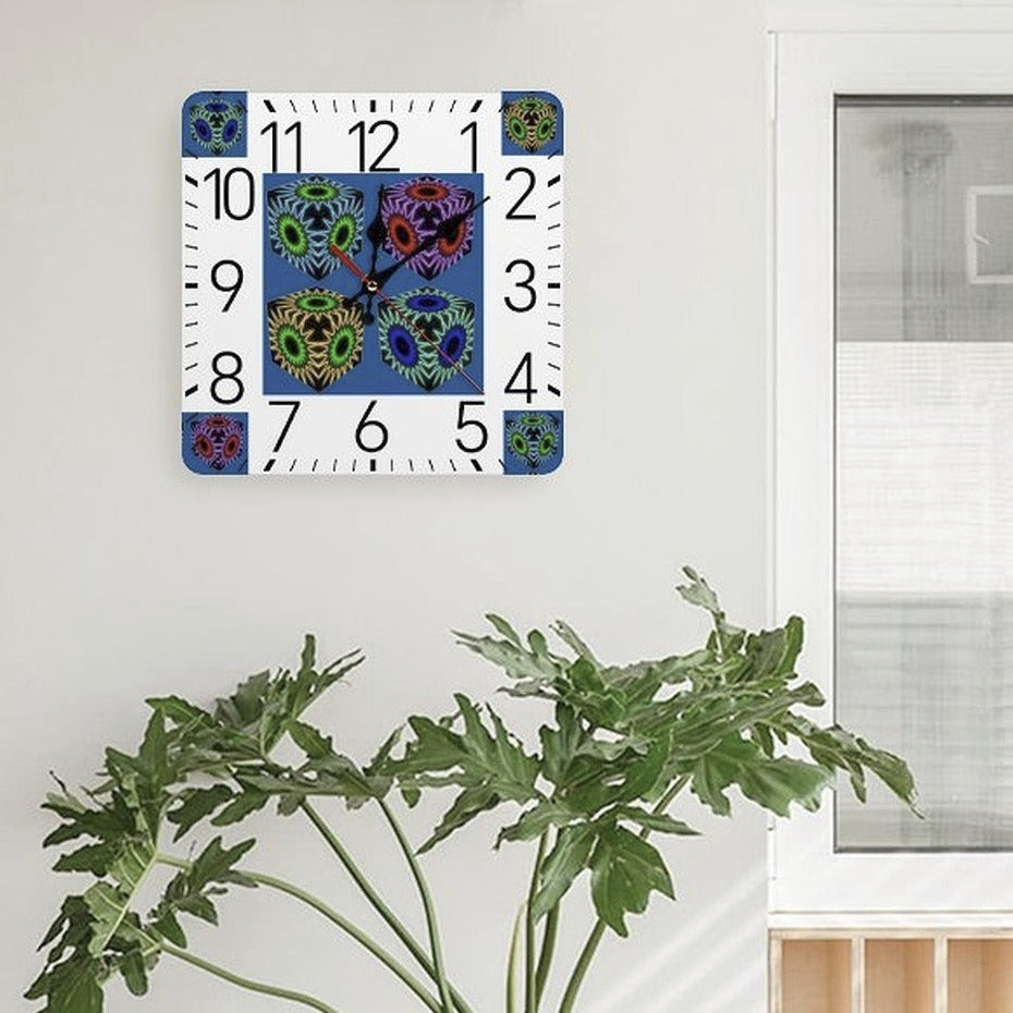 Colorful Cubes Square Wall Clock with Numbers | Ships from USA