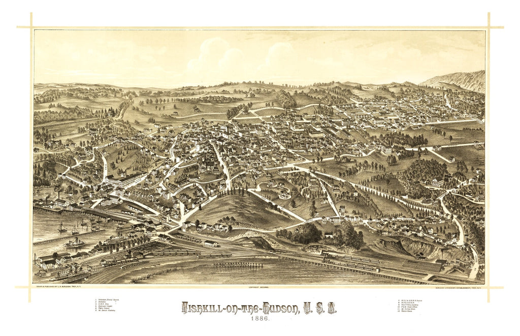 Vintage Map of Fishkill, New York 1886