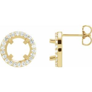 14K Yellow Gold 7.5 mm Round 1/2 CTW Natural Diamond Halo-Style Semi-Set Earrings
