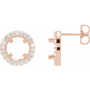 14K Rose Gold 7.5 mm Round 1/2 CTW Natural Diamond Halo-Style Semi-Set Earrings