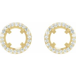 18K Yellow Gold 7.5 mm Round 1/2 CTW Natural Diamond Halo-Style Semi-Set Earrings – image 2