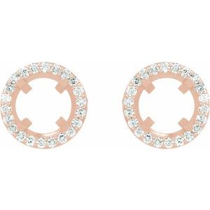 14K Rose Gold 7.5 mm Round 1/2 CTW Natural Diamond Halo-Style Semi-Set Earrings – image 2