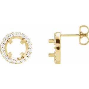 18K Yellow Gold 5.5 mm Round 1/3 CTW Natural Diamond Semi-set Halo-Style Earrings