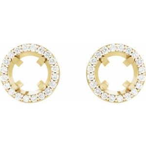 18K Yellow Gold 6.5 mm Round 3/8 CTW Natural Diamond Halo-Style Semi-Set Earrings – image 2