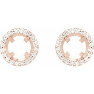 14K Rose Gold 6 mm Round 3/8 CTW Natural Diamond Halo-Style Semi-Set Earrings – image 2