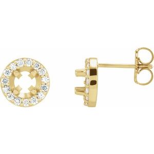 18K Yellow Gold 4 mm Round 1/6 CTW Natural Diamond Halo-Style Semi-Set Earrings
