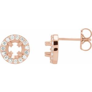 14K Rose Gold 4 mm Round 1/6 CTW Natural Diamond Halo-Style Semi-Set Earrings