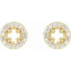18K Yellow Gold 5 mm Round 1/4 CTW Natural Diamond Semi-set Halo-Style Earrings – image 2