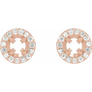 14K Rose Gold 4.5 mm Round 1/4 CTW Natural Diamond Halo-Style Semi-Set Earrings – image 2