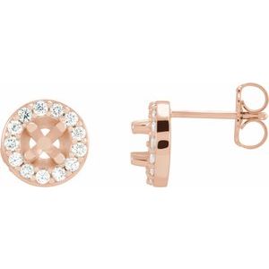 14K Rose Gold 5.5 mm Round 1/3 CTW Natural Diamond Halo-Style Semi-Set Earrings