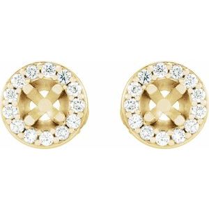 18K Yellow Gold 4 mm Round 1/6 CTW Natural Diamond Halo-Style Semi-Set Earrings – image 2