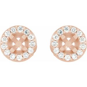 14K Rose Gold 3.4 mm Round 1/8 CTW Natural Diamond Halo-Style Semi-Set Earrings – image 2