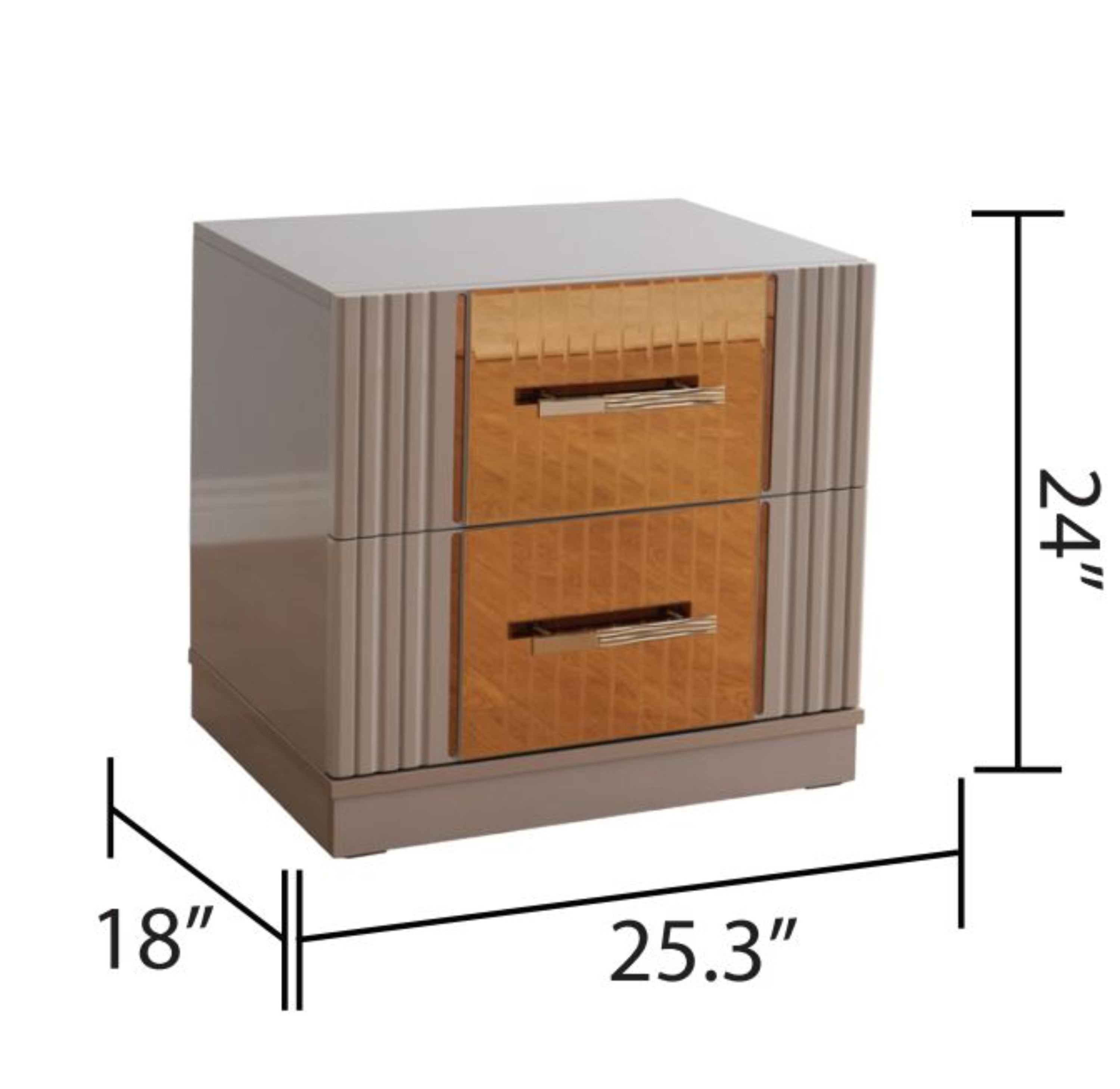 Lorenzo King 4 Pc Bedroom Set made with wood and Gold Accents  in Gray(NJ Warehouse Inventory)