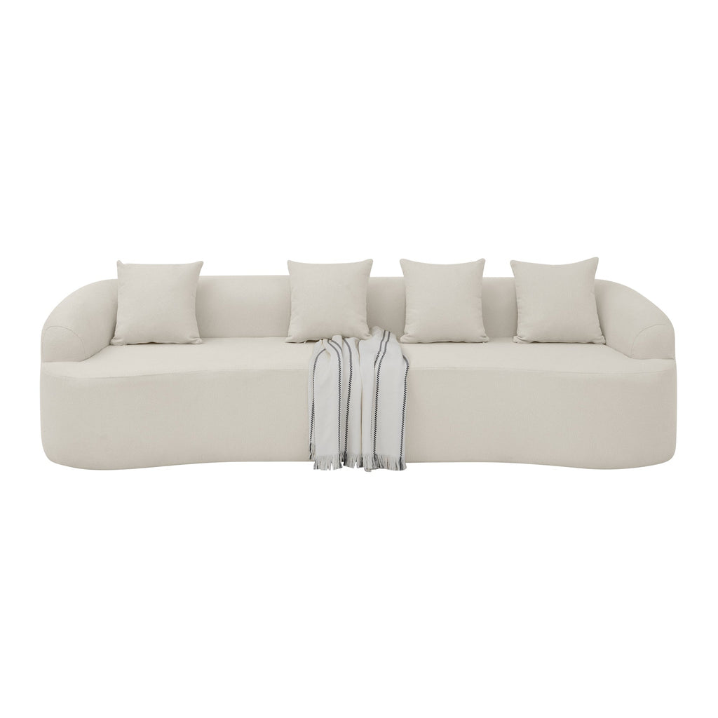 Curved Modular Sectional Sofa in Lamb's Wool Fabric, Modern Minimalist Style, Compressed (No Assembly Required), Comfy for Living Room & Bedroom - Beige