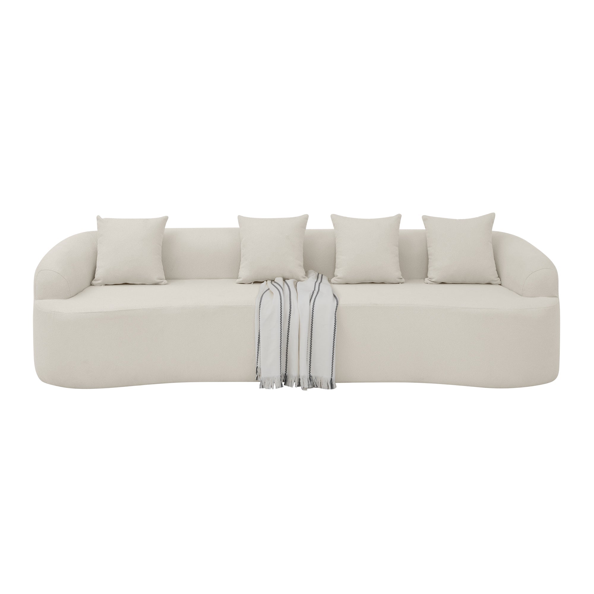 Curved Modular Sectional Sofa in Lamb's Wool Fabric, Modern Minimalist Style, Compressed (No Assembly Required), Comfy for Living Room & Bedroom - Beige