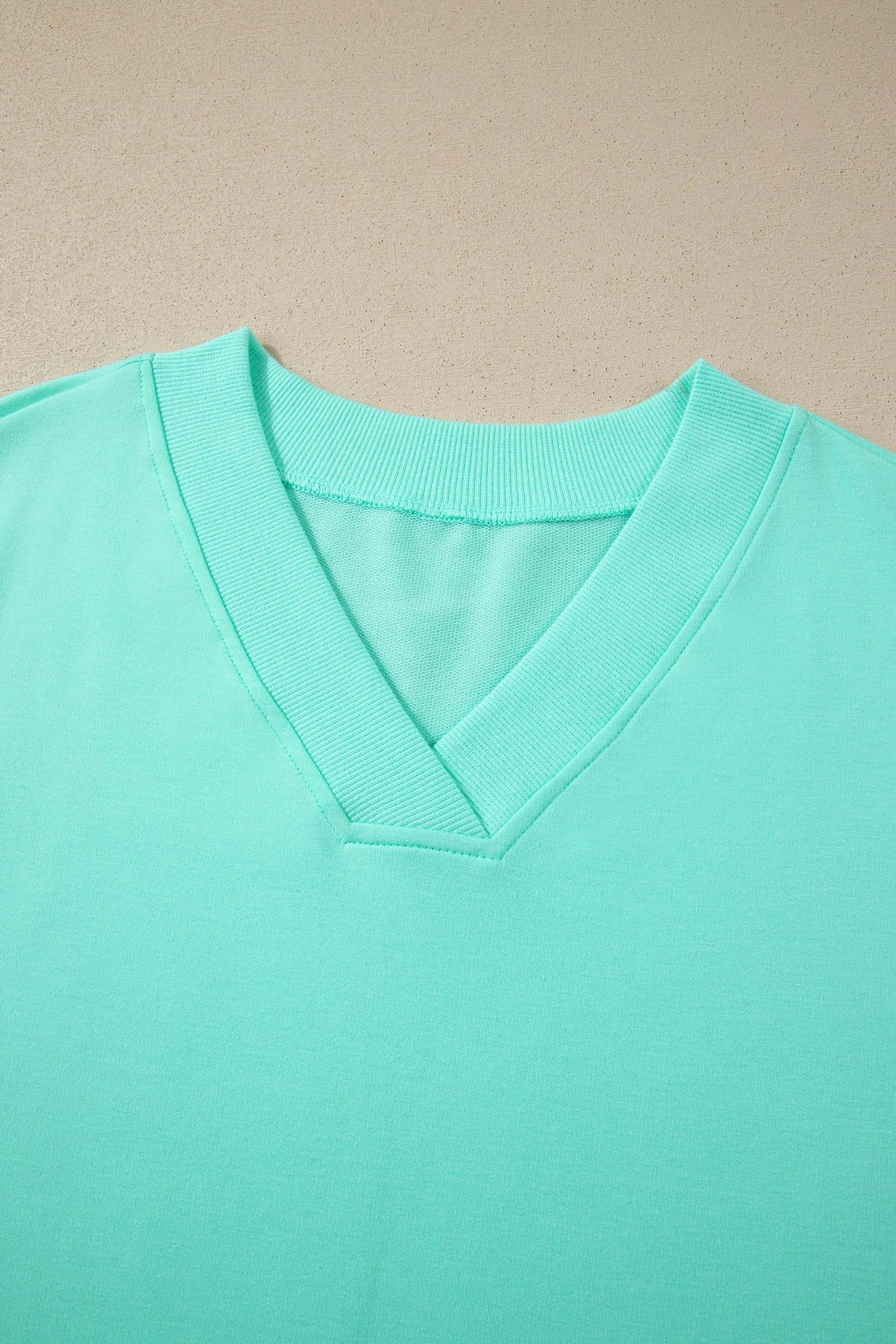 Solid V-Neck Short Sleeve Top & Drawstring Shorts Set