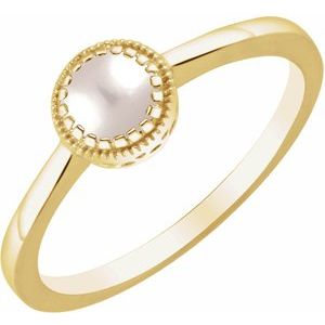 14K Yellow Gold Cultured White Freshwater Pearl Ring