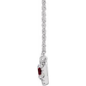 Platinum 5x3 mm Natural Ruby & 1/8 CTW Natural Diamond Halo-Style 16" Necklace