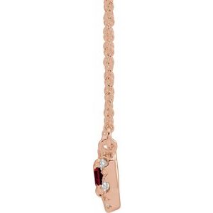 14K Rose Gold 5x3 mm Lab-Grown Ruby & 1/8 CTW Natural Diamond Halo-Style 16" Necklace