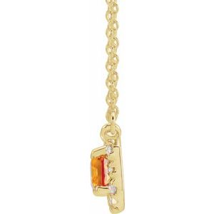 14K Yellow Gold 5x3 mm Natural Citrine & 1/8 CTW Natural Diamond Halo-Style 18" Necklace