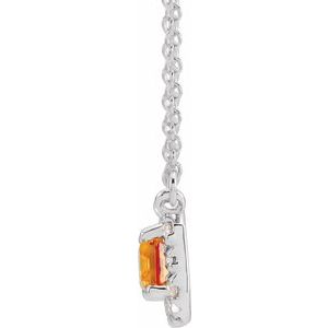 14K White Gold 5x3 mm Natural Citrine & 1/8 CTW Natural Diamond Halo-Style 18" Necklace