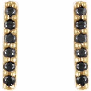 14K Yellow Gold 1/10 CTW Natural Black Diamond Bar Earrings