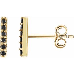 14K Yellow Gold 1/10 CTW Natural Black Diamond Bar Earrings