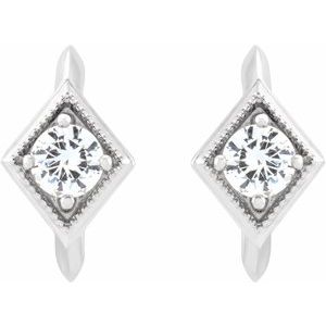 14K White Gold Natural White Sapphire Geometric 13.58 mm Hoop Earrings – image 2
