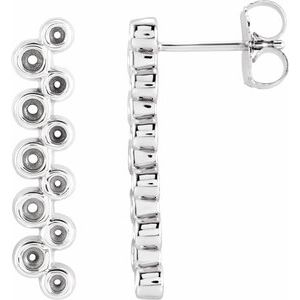 14K White Gold Bezel-Set Bar Left Earring Mounting
