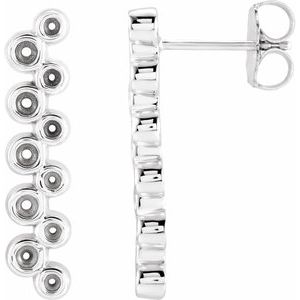 14K White Gold Bezel-Set Bar Right Earring Mounting