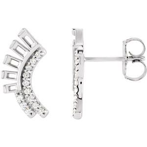 Sterling Silver 1/10 CTW Natural Diamond Semi-Set Fan Earrings