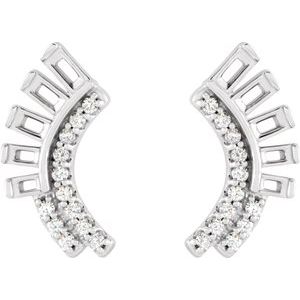 Platinum 1/10 CTW Natural Diamond Semi-Set Fan Earrings – image 2