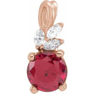 14K Rose Gold Lab-Grown Ruby & 1/10 CTW Natural Diamond Pendant