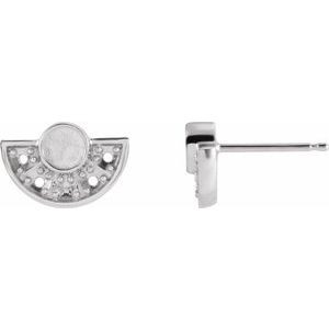 Sterling Silver 3.5 mm Round Cabochon Fan Earring Mounting