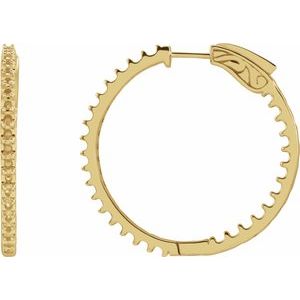 14K Yellow Gold 2.4 mm Round Inside-Outside 34.5 mm Hinged Hoop Earring Mountings