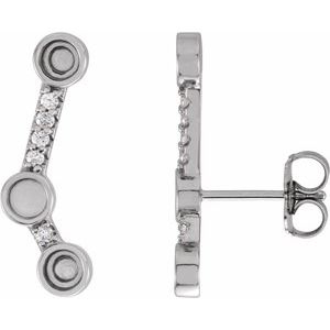 14K White Gold .08 CTW Natural Diamond Semi-Set Ear Climbers