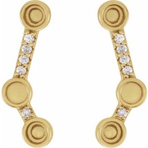 14K Yellow Gold .08 CTW Natural Diamond Semi-Set Ear Climbers – image 2