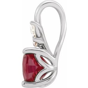 Sterling Silver Lab-Grown Ruby & 1/10 CTW Natural Diamond Pendant