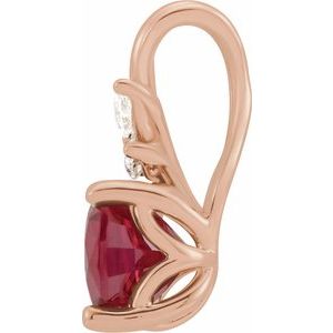 14K Rose Gold Lab-Grown Ruby & 1/10 CTW Natural Diamond Pendant