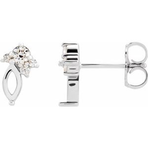 14K White Gold 1/6 CTW Natural Diamond Semi-Set Cluster Earrings