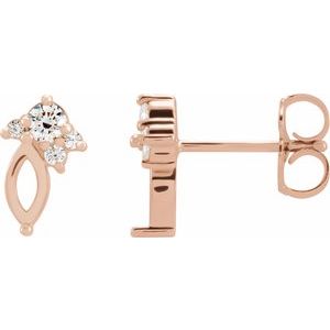14K Rose Gold 1/6 CTW Natural Diamond Semi-Set Cluster Earrings