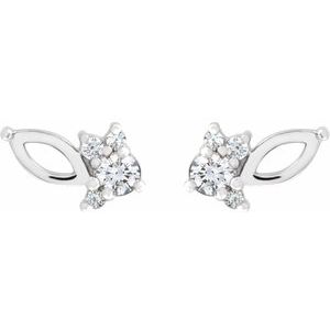14K White Gold 1/6 CTW Natural Diamond Semi-Set Cluster Earrings – image 2