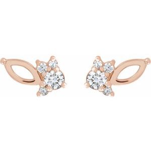 14K Rose Gold 1/6 CTW Natural Diamond Semi-Set Cluster Earrings – image 2