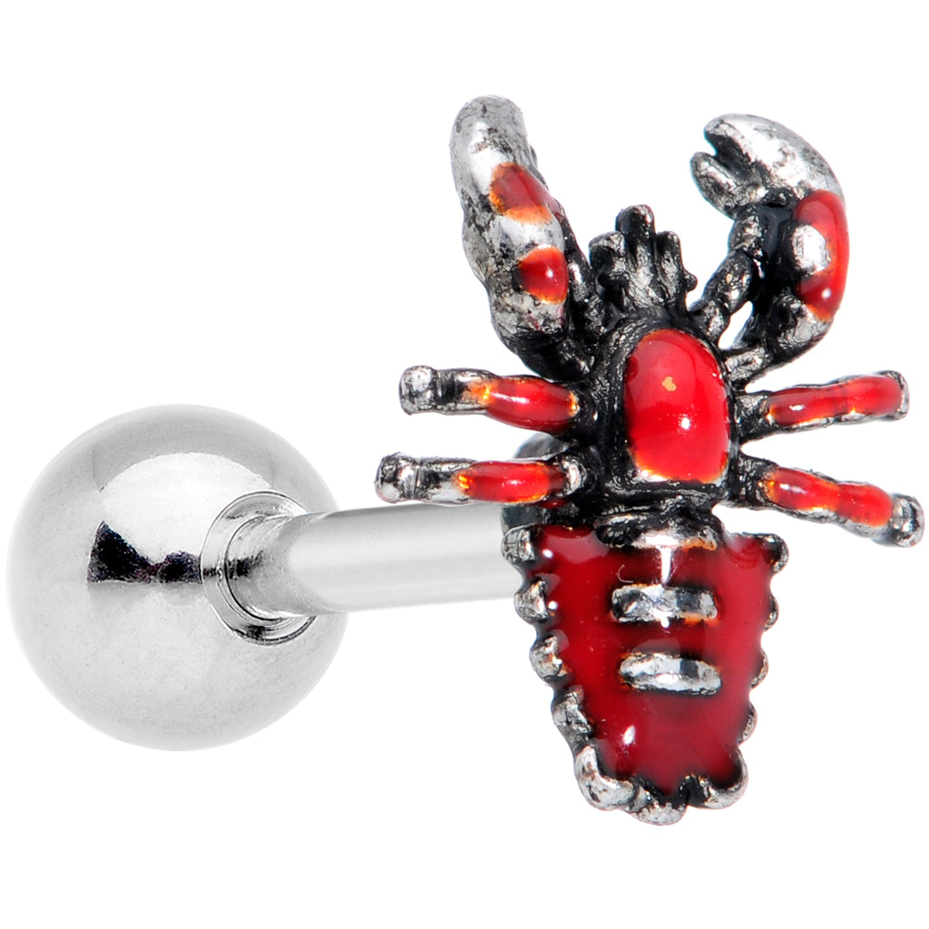 16G 1/4 Red Atlantic Lobster Cartilage Tragus Earring
