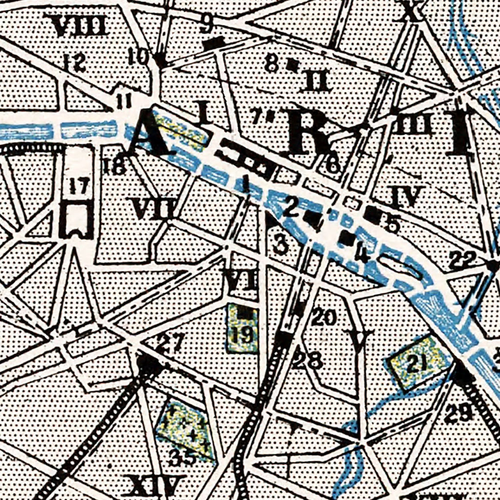 Vintage Map of Paris, France 1900