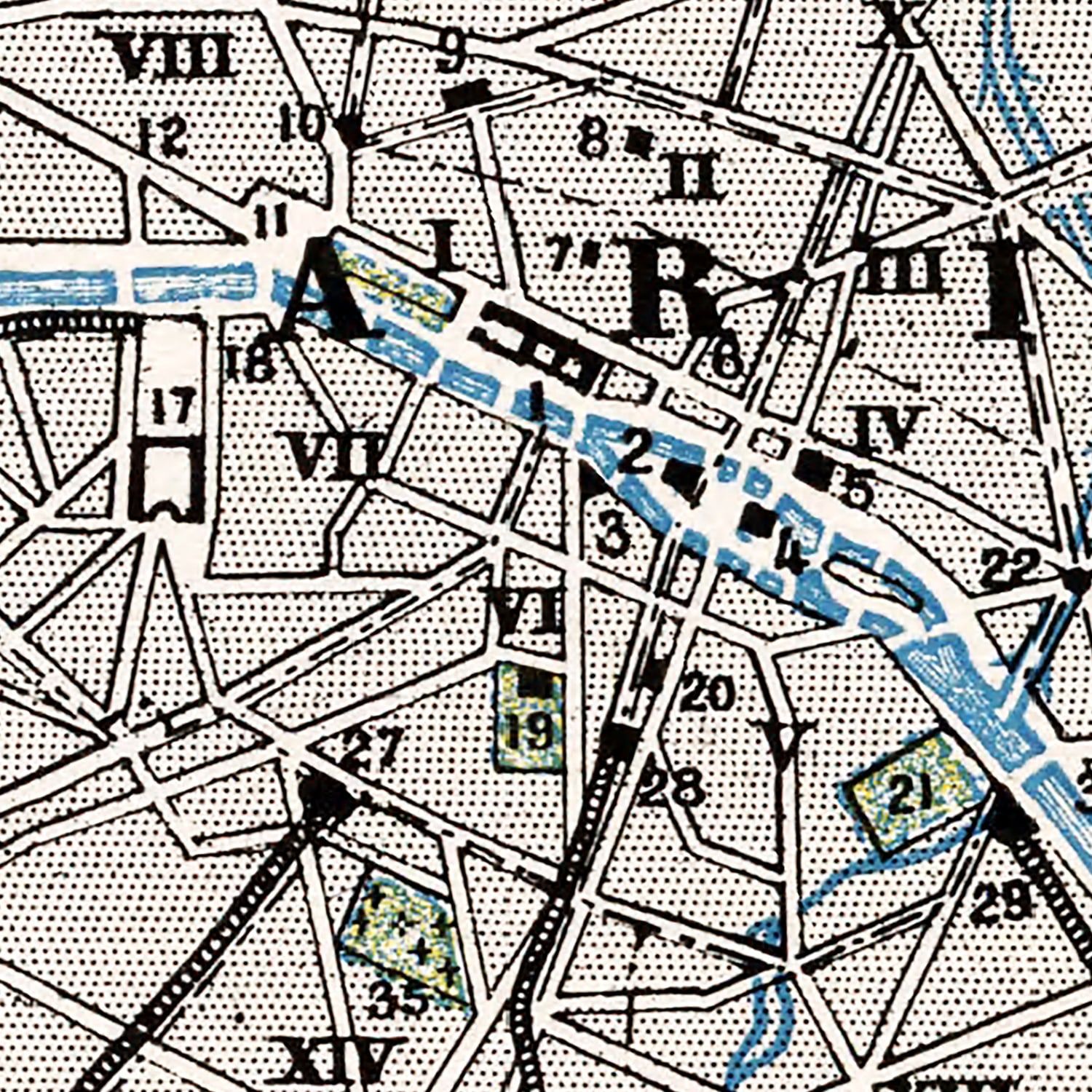 Vintage Map of Paris, France 1900