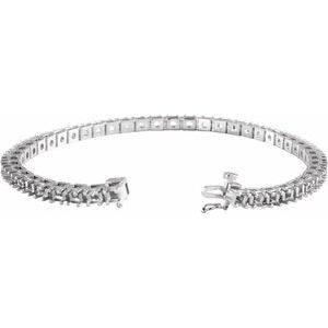 14K White Gold 3 mm Round Line 7" Bracelet Mounting – image 2