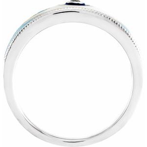 14K White Gold Natural Blue Sapphire Evil Eye Ring