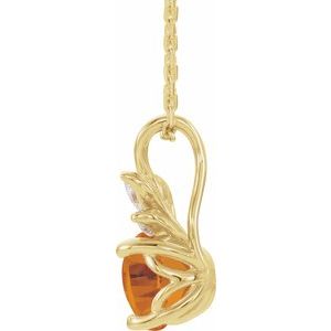 14K Yellow Gold Natural Citrine & 1/10 CTW Natural Diamond 16-18" Necklace